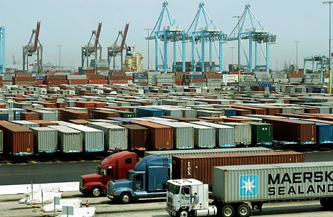 Trucks at Port of Los Angeles